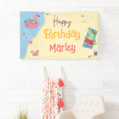 おもしろいイン太陽ビーチ動物ハッピーバースデー 横断幕 (インサイチュ)