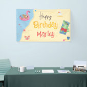 おもしろいイン太陽ビーチ動物ハッピーバースデー 横断幕 (トレードショー)