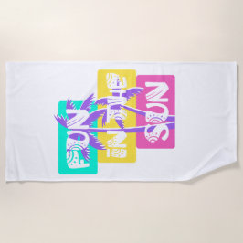 おもしろいイン・サンカラフル- Summer Palm Tree ビーチタオル