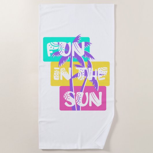 おもしろいイン・サンカラフル- Summer Palm Tree ビーチタオル (正面)