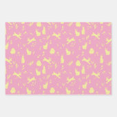 おもしろいイースターの卵とブンニー、チューリップと春 ラッピングペーパーシート (正面2)