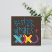 おもしろいイースターの願い、ハグ&キス | 茶色と青 シーズンカード (スタンド正面)