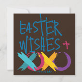 おもしろいイースターの願い、ハグ&キス | 茶色と青 シーズンカード (正面)