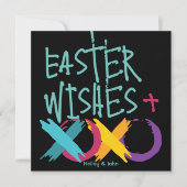 おもしろいイースターの願い、ハグ&キス | 黒とピンク シーズンカード (正面)