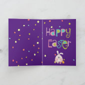 おもしろいイースターカード(Basset Hound、Bunny、Egg付き) シーズンカード (内部)