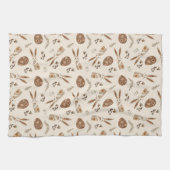 おもしろいイースターバニーと卵のフォークパターン キッチンタオル (横)