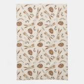 おもしろいイースターバニーと卵のフォークパターン キッチンタオル (縦)