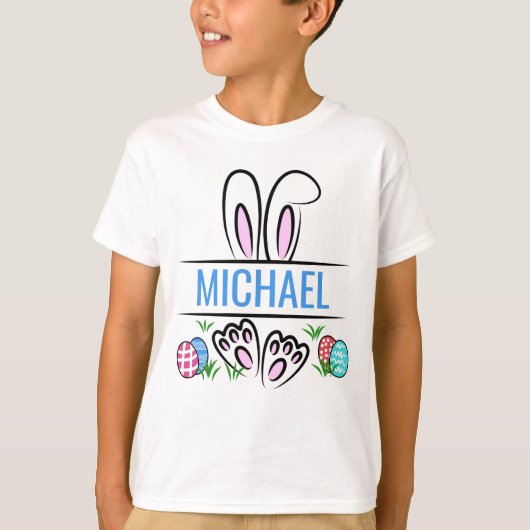 おもしろいイースターバニーパーソナライズされた名 Tシャツ (正面)