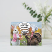 おもしろいイースターバ頼ニー感謝祭トルコ卵 ポストカード (スタンド正面)