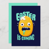 おもしろいイースター来は黄色い卵 シーズンカード (正面/裏面)