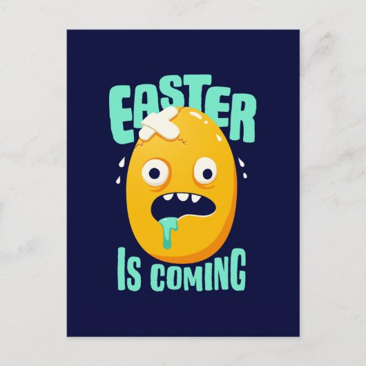 おもしろいイースター来は黄色い卵 ポストカード (正面)
