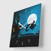 おもしろいウィッチ&フルムーンバイハ幽霊のよく出るウス スクエア壁時計 (傾斜)