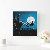 おもしろいウィッチ&フルムーンバイハ幽霊のよく出るウス スクエア壁時計 (ホーム)