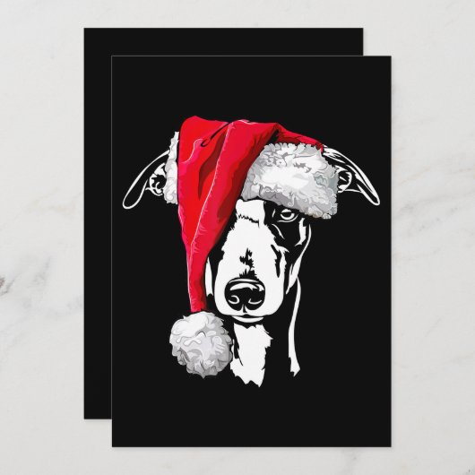 おもしろいウィペットサンタクリスマス犬ママギフトプレゼント シーズンカード (正面/裏面)