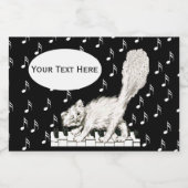 おもしろいウィンキングホワイトキャットピアノ鍵音楽ノート フードラベル (シングルラベル)