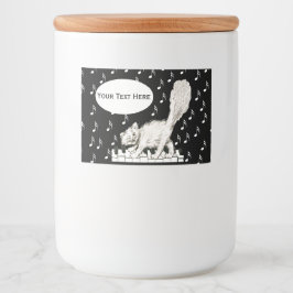 おもしろいウィンキングホワイトキャットピアノ鍵音楽ノート フードラベル