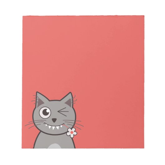 おもしろいウィンキング漫画の猫 ノートパッド (正面)
