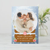 おもしろいウィンターメリークリスマススノーグローブフォトカード 招待状 (スタンド正面)