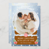 おもしろいウィンターメリークリスマススノーグローブフォトカード 招待状 (正面/裏面)