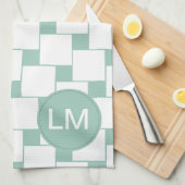 おもしろいウィーヴスクウェアミントグリーン キッチンタオル (四つ折り)