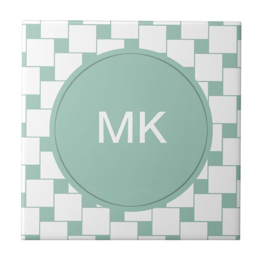 おもしろいウィーヴスクウェアミントグリーン タイル (正面)