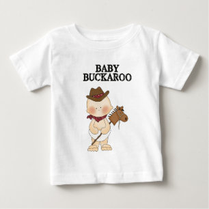 おもしろいウェスタンテーマリールカウポケベビーバッカルーシャツ ベビーTシャツ