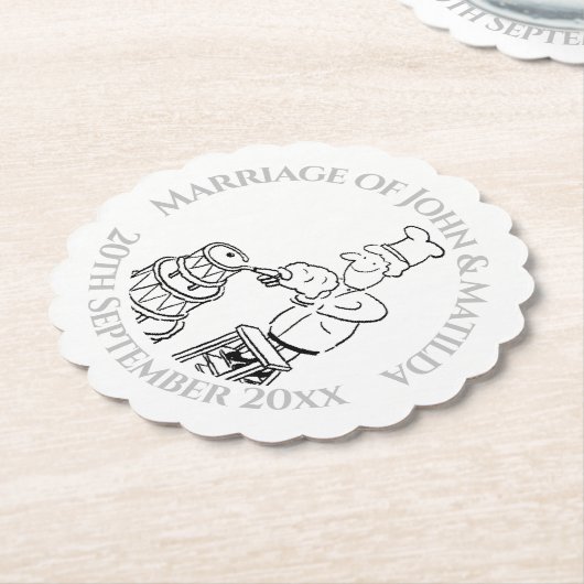 おもしろいウェディングデイウェディングレセプション紙コースター ペーパーコースター (アングル)