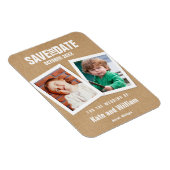 おもしろいウェディング日付の子写真を保存素朴 マグネット (右側)