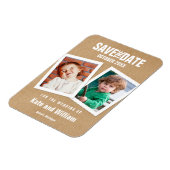 おもしろいウェディング日付の子写真を保存素朴 マグネット (左側)