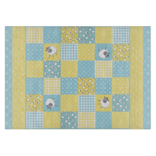 おもしろいウェルシュフェイク羊、パッチワーク、カッティングボード カッティングボード (正面)