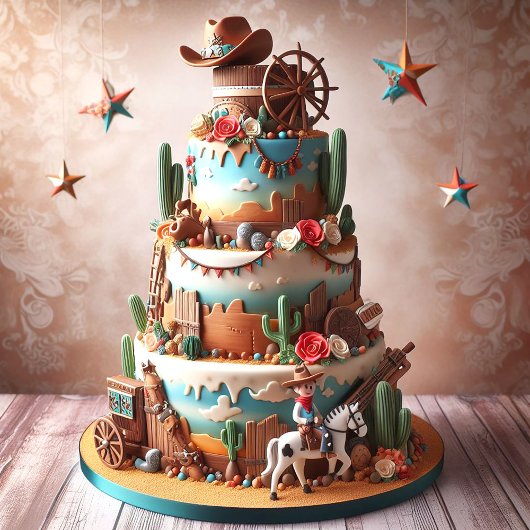 おもしろいウエスタンをテーマにした子供の誕生日 カード