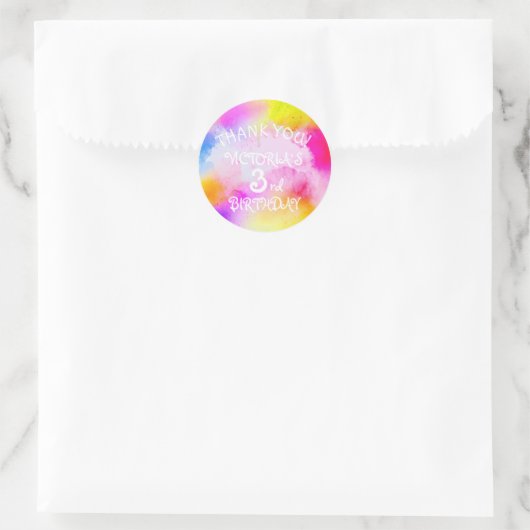 おもしろいウォーターカラーキカラフルッズガール誕生日 ラウンドシール (バッグ)