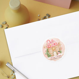 おもしろいウォーターカラージンジャーブレッドハウスクリスマス ラウンドシール