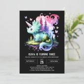 おもしろいウォーターカラートリケラトプス誕生日 招待状 (スタンド正面)