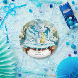 おもしろいウォーターカラードラゴン誕生日 ペーパープレート