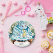 おもしろいウォーターカラードラゴン誕生日 ペーパープレート (パーティー)