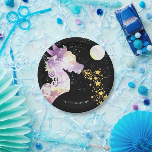 おもしろいウォーターカラードラゴン誕生日 ペーパープレート (パーティー)