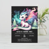 おもしろいウォーターカラードラゴン誕生日 招待状 (スタンド正面)