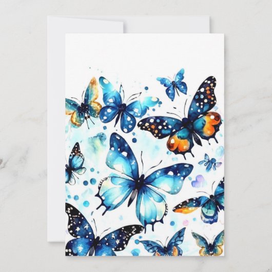 おもしろいウォーターカラーバタフライボーイ誕生日 招待状 (裏面)