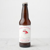 おもしろいウォーターカラー雪だるまハッピーホリデー ビールラベル (正面)