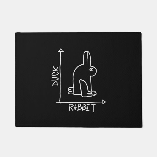 おもしろいウサギまたはアヒル、野生動物のdiptyc ドアマット (正面)
