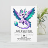 おもしろいウッドランドドラゴン誕生日 招待状 (スタンド正面)