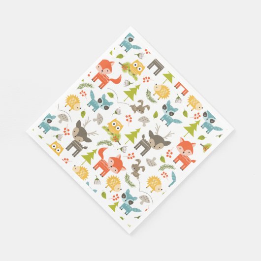 おもしろいウッドランド動物のシャワーまたはパーティー装飾 スタンダードランチョンナプキン (角)