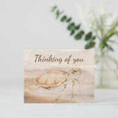 おもしろいウミガメかわいい考え動物アート ポストカード (スタンド正面)