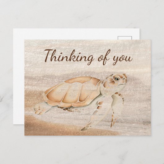 おもしろいウミガメかわいい考え動物アート ポストカード (正面/裏面)
