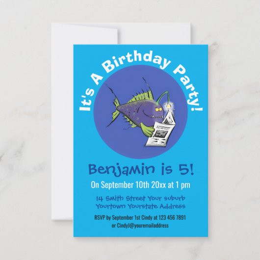 おもしろいウミヘビの漫画 招待状 (正面)