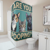 「おもしろいウンチしてるの？」 カリコ虎猫&ブラックキャット シャワーカーテン (インサイチュ)