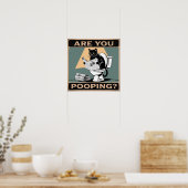 「おもしろいウンチしてるの?」 黒猫オントイレ ポスター (キッチン)