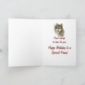おもしろいウ間抜けォーターカラーウルフ誕生日フレンドユーモア シーズンカード (内部)