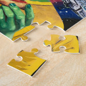 おもしろいエイリアンの宇宙食べピザ ジグソーパズル (側面)